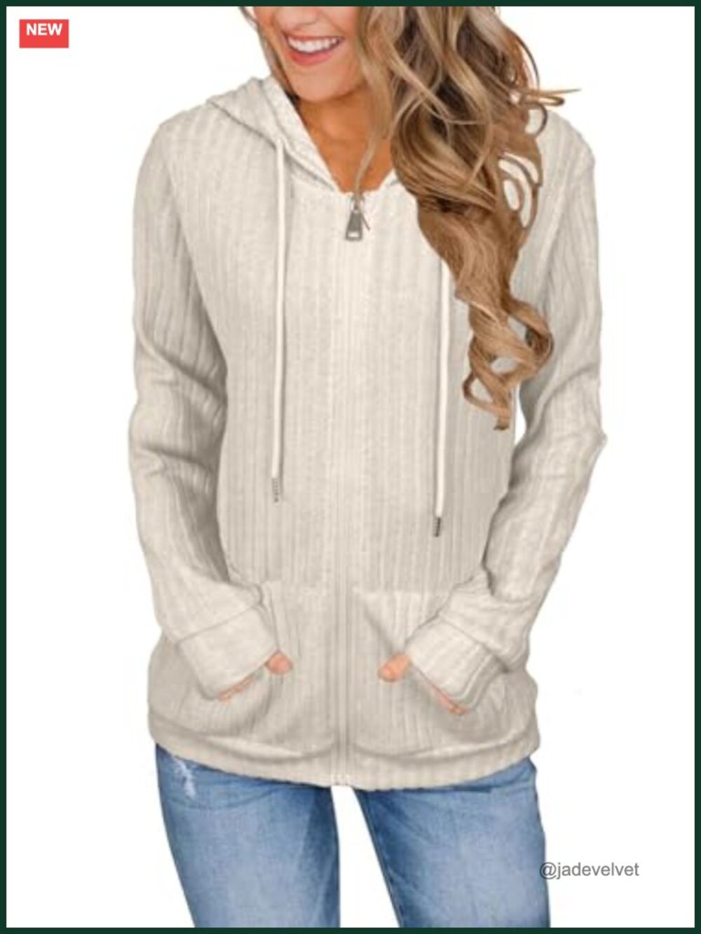 Women Full Zip Hoodie Sweatshirt Rayon Blend Split Pocket Casual